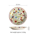 9-inch round ceramic dinner plate with colorful tree of life pattern and red dotted rim - Harmony of Birds (8.8 Inch)