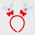 Christmas headband with white reindeer antlers, red bows and spring-mounted festive ornaments - 18# Bowknot Reindeer