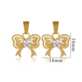 Macro view of golden bow earrings with clear crystals and 16mm by 18mm dimensions - Bowknot-Gold
