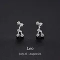 999 Sterling silver Leo constellation stud earrings with sparkling cubic zirconia crystals - Leo