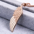 Rose gold feather wing pendant necklace with round box chain on soft grey display - Pendant Only (No Chain) / Rose Gold