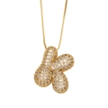 Luxurious gold-plated four-petal flower necklace with sparkling zircon pavé setting - Shape: Flower / Gold