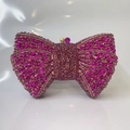 Elegant fuchsia bow-shaped evening clutch bag encrusted with sparkling rhinestones - Rose Red