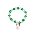 Bracciale natalizio di perline verdi con un grazioso ciondolo a forma di corna di renna - Alce