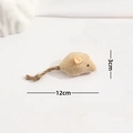 Beige sisal rope mouse cat toy with long twisted tail and pink ears, 12cm length - No. 4 Catnip Mouse