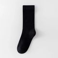 Calzini neri minimalisti in cotone a metà polpaccio con design a maglia morbida - Nero