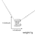 Silver letter E pendant necklace with clear zircon stones on a white background - Silver Letter-E