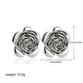 Detailed silver rose earrings dimensions showing 24mm width and 15.6g weight - Silver