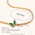 Vergulde 316L roestvrijstalen NK-ketting choker met een turquoise vlinder hanger - Turkooise Vlinder NK Ketting Choker / Goud Turquoise