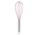 Pink silicone whisk with stainless steel handle for manual cream mixing and baking - 12 Inch / Purple