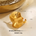 Polished gold stainless steel geometric ring with thick irregular wave design in 1.7cm size - Irregular Wave Surface Style (874)