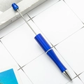 DIY plastic beaded ballpoint pen in metallic matte blue with silver accents - Blue