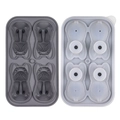 Set di stampi in silicone grigio e traslucido per 4 sfere di ghiaccio a forma di bulldog - Bulldog Francese / Grigio