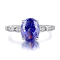 925 sterling silver ring featuring a large oval blue zircon stone and side accents - FDJZ-105-Sapphire Blue