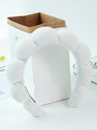 White sponge plush headband with braided design for hair styling and washing face - White