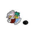 Summer beach enamel pin featuring coconut drink, palm tree, and Let's go to the beach slogan - Coconut Drink (Let's Go to the Beach)