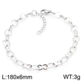 Minimalist silver-colored titanium steel knot chain bracelet in high-polish finish - Silver Simple Chain Style (KB188520-Z)