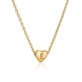 18K gold plated stainless steel heart necklace featuring engraved letter E pendant - Heart Initial E Style (E)