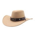 Cappello da cowboy in feltro kaki con cintura in pelle, turchese e fibbia a stella - M (56-58cm) / Cammello