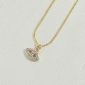 Gold plated evil eye necklace with shimmering white zircon crystals on a minimalist chain - Evil Eye
