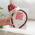 Christmas reindeer antler headband with red and white glitter hat and Merry Xmas gold charm - No.21 Striped Santa Hat