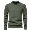 Dettaglio del maglione girocollo verde militare con maniche raglan e trama diagonale - S / Verde Militare