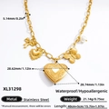 18K gold plated stainless steel necklace with heart and butterfly charms dimensions - XL31298 (Heart/Butterfly/Bow/Pearl Charms)