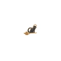 Macro shot of an enamel black cat pendant on a golden broomstick for DIY jewelry - 2# Magic Riding Broom Black Cat