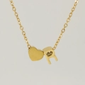 Collier minimaliste en acier inoxydable doré 18K avec pendentif cœur et lettre R - Lettre R(R) / Or