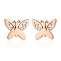 Elegant hollow butterfly stud earrings in rose gold stainless steel for women - Rose Gold