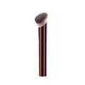 Angled flat top makeup brush with brown gradient bristles and metallic dark handle - Long Handle Foundation Brush