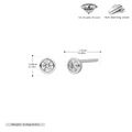 Detailed specs of S925 sterling silver round zircon stud earrings showing size and weight - Small Style (White Gold)