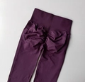 Deep purple high waisted ruched yoga leggings with tummy control and elastic lift effect - Dark Purple