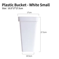 Small white plastic flower bucket with flared design, dimensions 17x10.5x27.5 cm - White Plastic Bucket (Small)