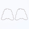 Macro detail of large silver wavy geometric earrings with a polished metallic finish - Butterfly (Steel Color)