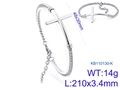 Men's silver stainless steel wheat chain bracelet featuring a large 48mm cross pendant - 21cm / Silver Steel Color (KB110130-K)