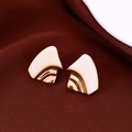 Boucles d'oreilles vintage en forme d'éventail, doré et beige avec strass sur velours - Alliage/Résine/Tige en Argent S925 / Blanc Crème