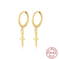 925 Sterling Silver dagger hoop earrings with golden finish and punk aesthetic - Gold Dagger / 925 Silver