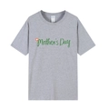T-shirt gris de fête des mères avec lettrage vert et fleurs sur coton tricoté doux - XS / Gris / Mother's Day