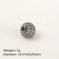 Gunmetal copper spacer bead with white micro-pave cubic zirconia for DIY bracelets - 8MM White Zirconia Gun Black Plated