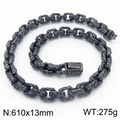 Collana catena argento vintage con texture martellata per uomo 610x13mm - Nero Bollito (KN291045-KJX)