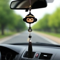 Cartoon Black Myth Monkey King Plüsch-Schlüsselanhänger für das Auto mit schwarzer Quaste - Auto Quasten Stil / Großer Weiser Autoaufhängung - Schwarz