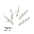 Silver stainless steel T-bar jewelry clasp with 20mm length and 2mm width dimensions - Style 6 - Steel