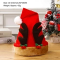 Christmas Santa hat with elk antlers and red faux fur trim, 30x39cm festive headwear - Coffee Reindeer Antlers Plush Hat Adult