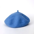 Fashionable bright blue wool felt beret hat for women with a soft warm texture - Adjustable / Sky Blue