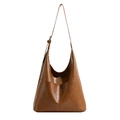 Sac hobo vintage marron caramel avec bandoulière réglable sur fond blanc épuré - Marron