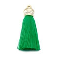 Vibrant green 65mm cotton tassel charm with golden metal cap and ring for bag accessories - Green Tassel (KLJ6052-Z)