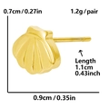 Detailed view showing dimensions of golden 304 stainless steel shell stud earrings - Gold