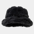 Primer plano del gorro de pescador de pelo sintético negro grueso con textura suave - M (56-58cm) / Gris Negro