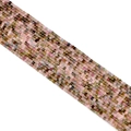 Strands of 2.5mm square sugar-loaf natural tourmaline crystal beads in mixed pastel colors - Multicolor Tourmaline Grade A